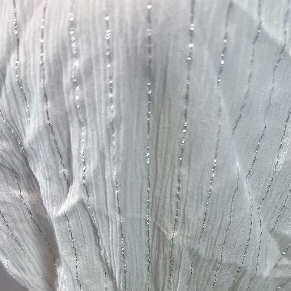 White and silver metallic strapless jumpsuit size medium - Picture 4 of 5